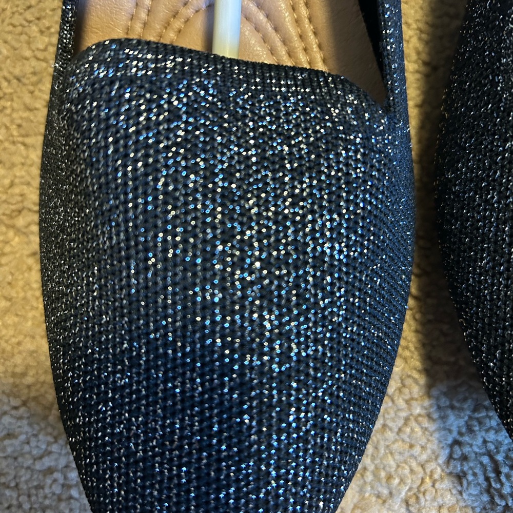 Black Glitter Flats Size 9 NWT - Picture 2 of 7
